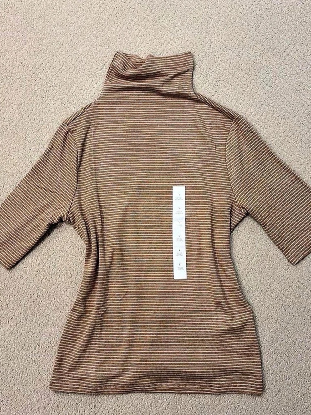 Banana Republic Soft Luxe Turtleneck Top Striped Brown Small